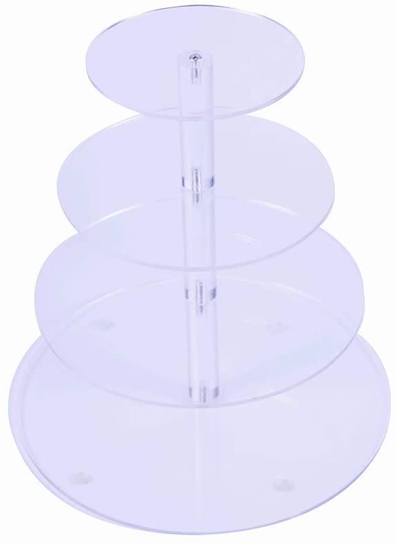 HMROVOOM Round Acrylic Cupcake Stand(4 Tier Round(4" between 2 layers))