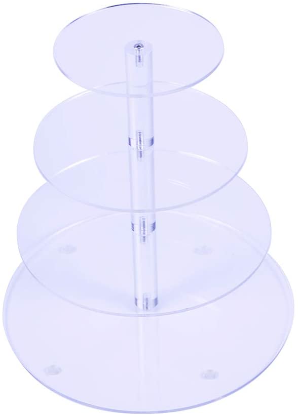 HMROVOOM Round Acrylic Cupcake Stand(4 Tier Round(4" between 2 layers))