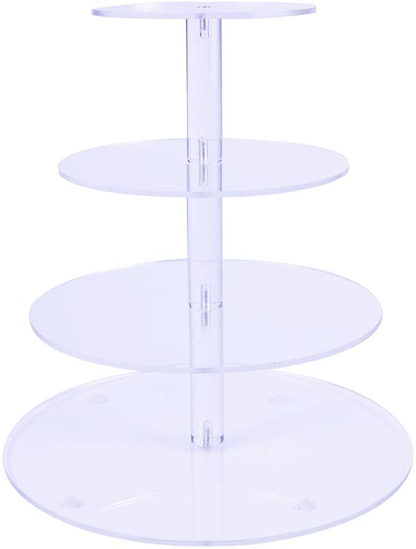 HMROVOOM Round Acrylic Cupcake Stand(4 Tier Round(4" between 2 layers))