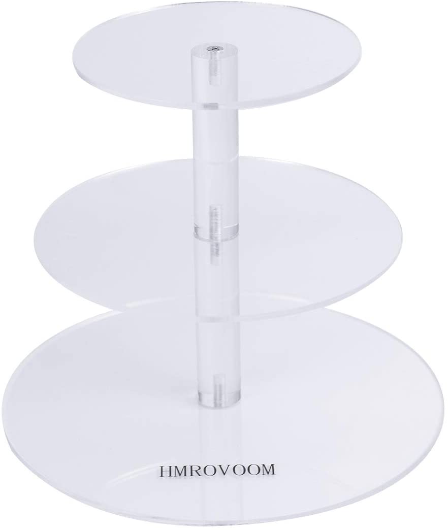 HMROVOOM 3 Tier Round Acrylic Cupcake Stand,Cake Holder Rack for Wedding Party Birthday
