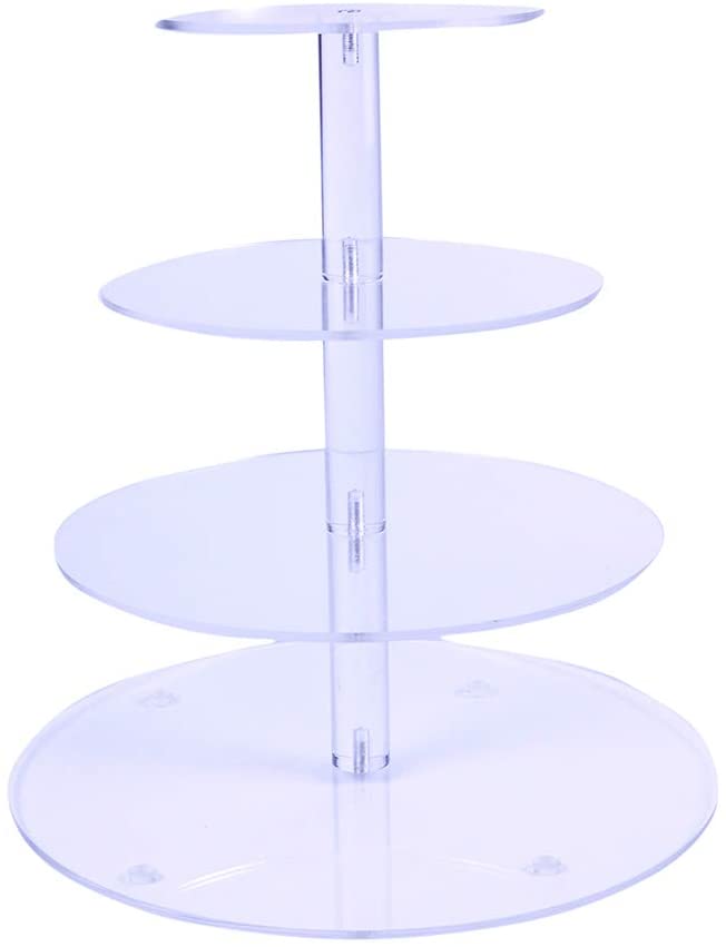 HMROVOOM Round Acrylic Cupcake Stand(4 Tier Round(4" between 2 layers))