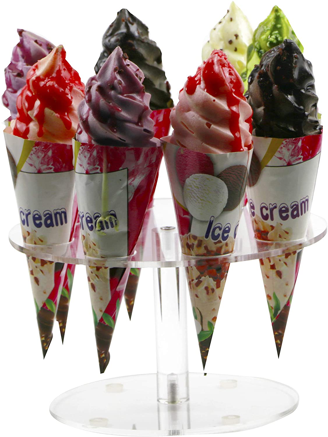 HMROVOOM Dishers for Ice Cream/Acrylic Ice Cream Stand (8 holes Round Shape)