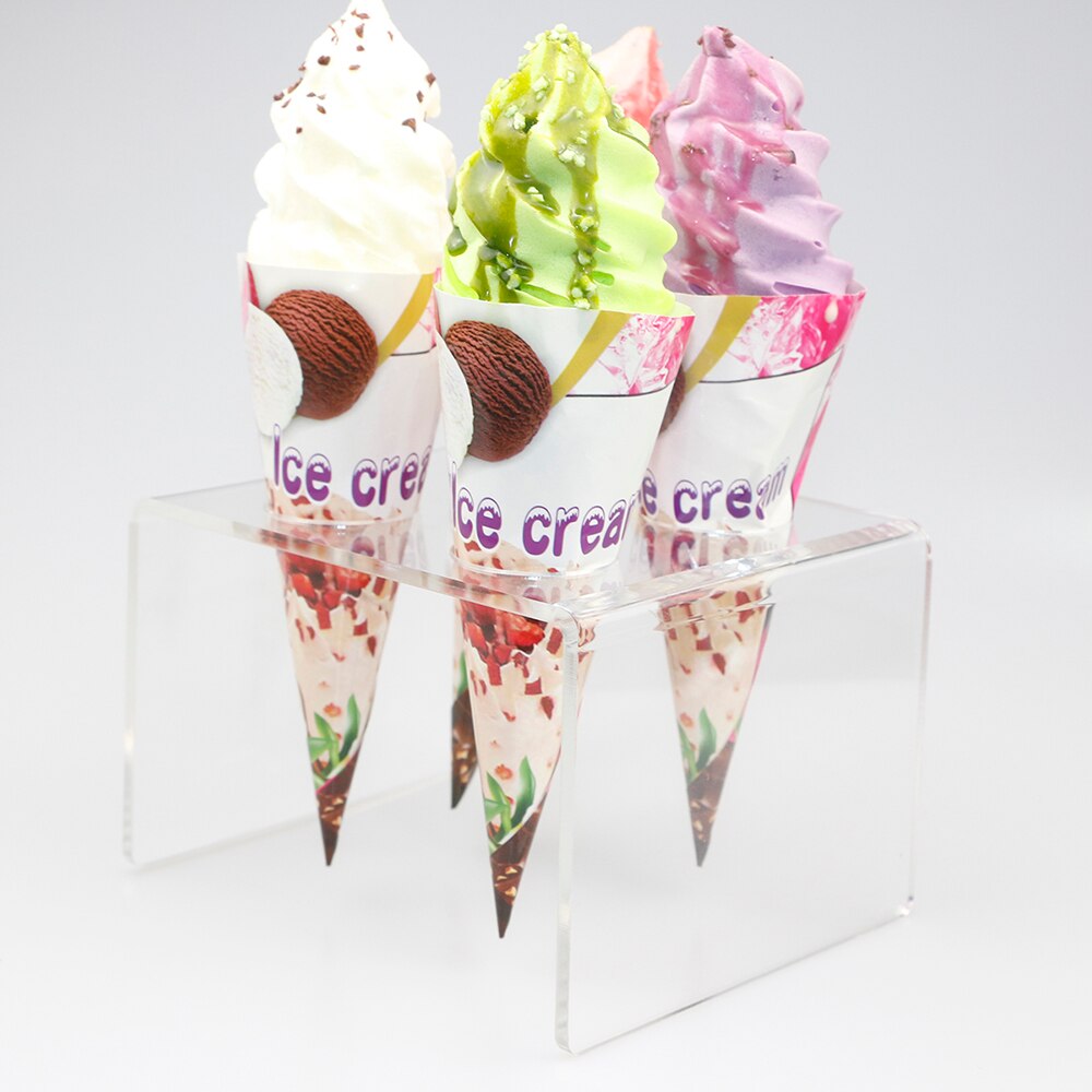 HMROVOOM Transparent 4 Holder Acrylic Ice Cream Cone Stand/Acrylic Cone Holder