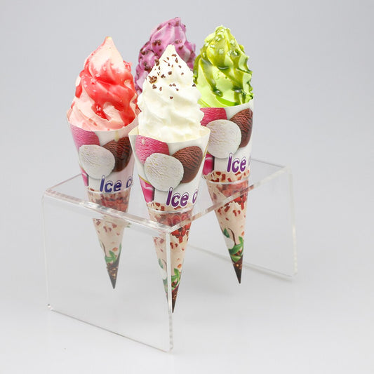 HMROVOOM Transparent 4 Holder Acrylic Ice Cream Cone Stand/Acrylic Cone Holder