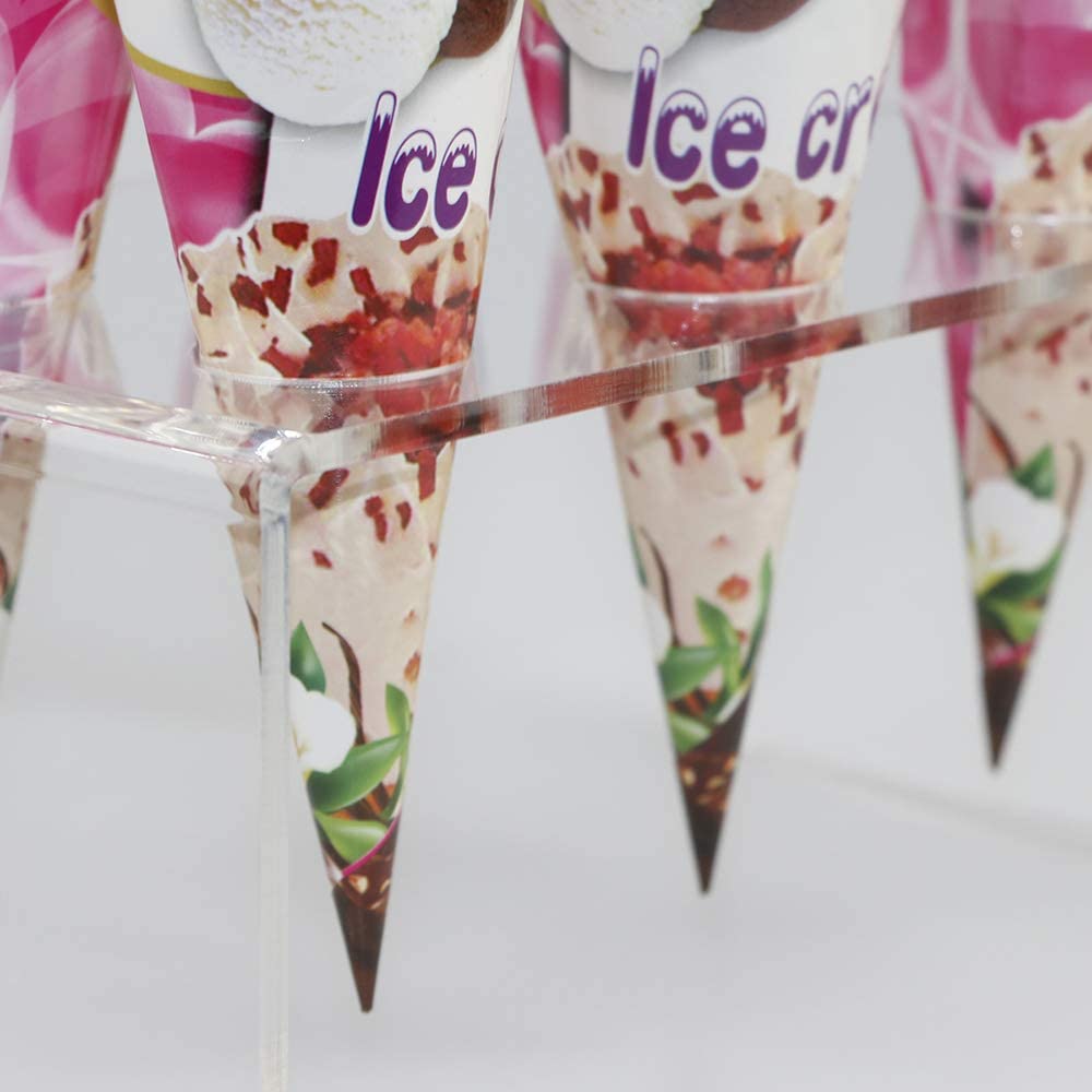 HMROVOOM 6 Holes Acrylic Ice Cream Cone Holder Stand , Ice Cream Cone Display Stand Holder