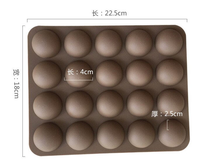 HMROVOOM 20 small semicircle silica gel, chocolate mold, silica gel, spherical cake, gel jelly, freeze-dried powder.