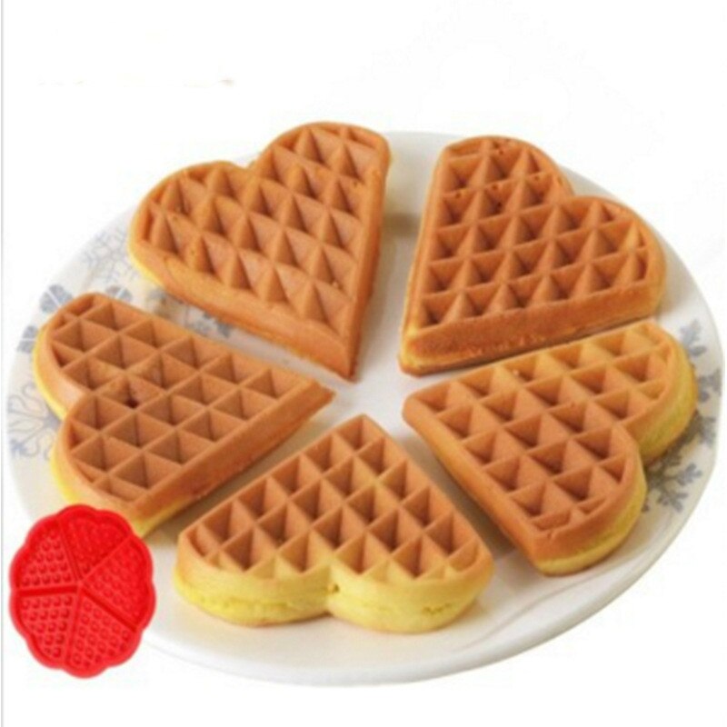 HMROVOOM 5 consecutive heart-shaped waffle molds round waffle cake molds love cake molds Belgian molds
