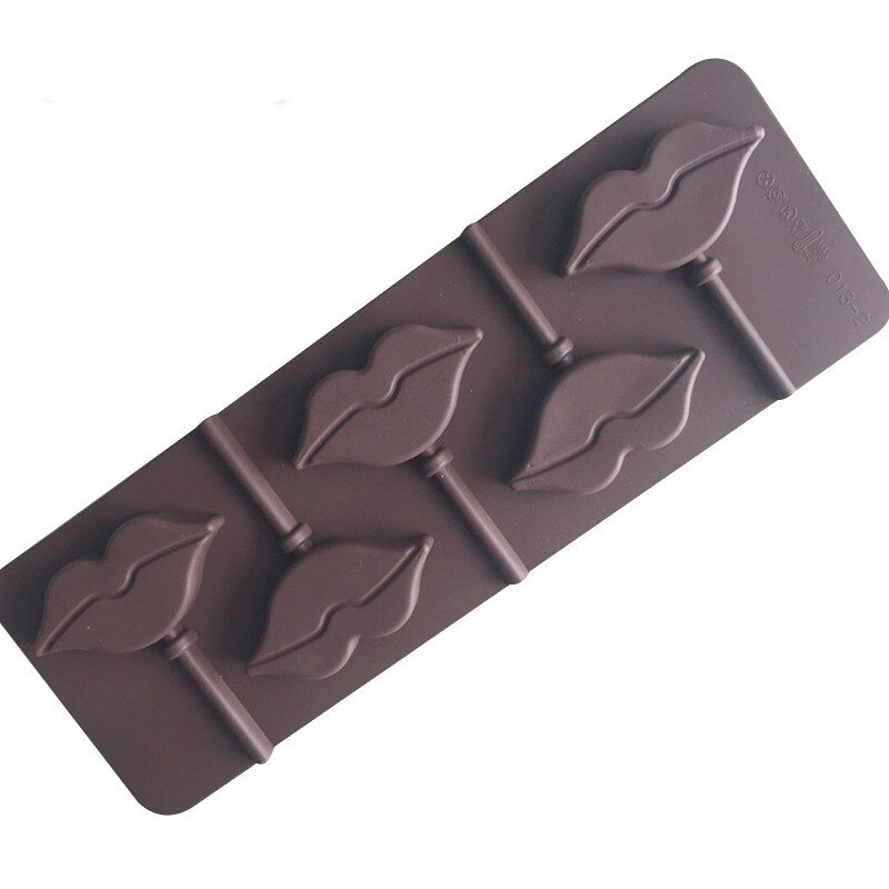 HMROVOOM 5 even lips silicone lollipop chocolate mold personality fashion handmade DIY baking tool with ba