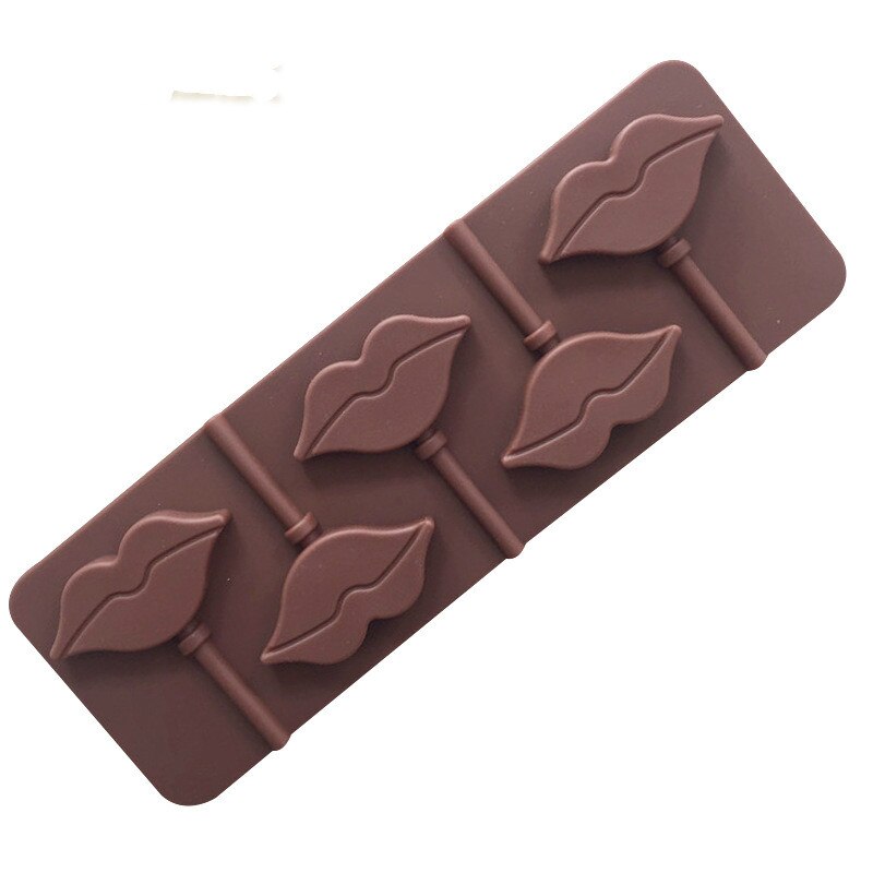HMROVOOM 5 even lips silicone lollipop chocolate mold personality fashion handmade DIY baking tool with ba