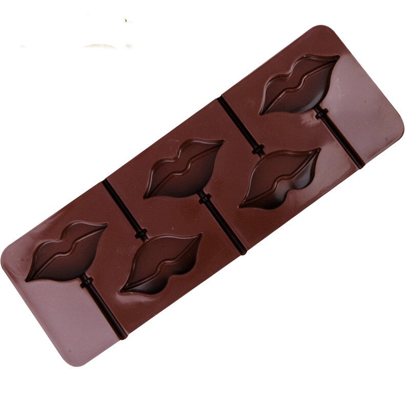 HMROVOOM 5 even lips silicone lollipop chocolate mold personality fashion handmade DIY baking tool with ba
