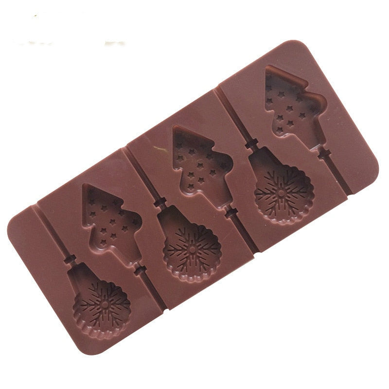 HMROVOOM 6 Snowflake Christmas tree lollipop, silicone Chocolate Mold, ice block, mold, chocolate mold, easy to export.