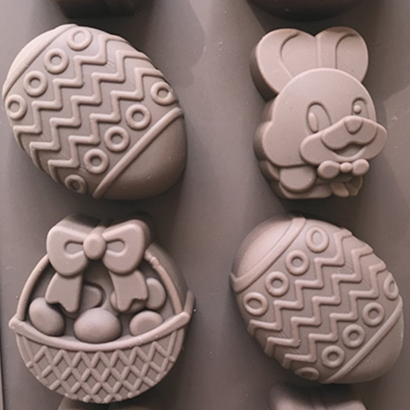 HMROVOOM 8 consecutive egg silica gel chocolate mold Silicon gel aromatherapy cold soap mold resurrection egg rice cake mold