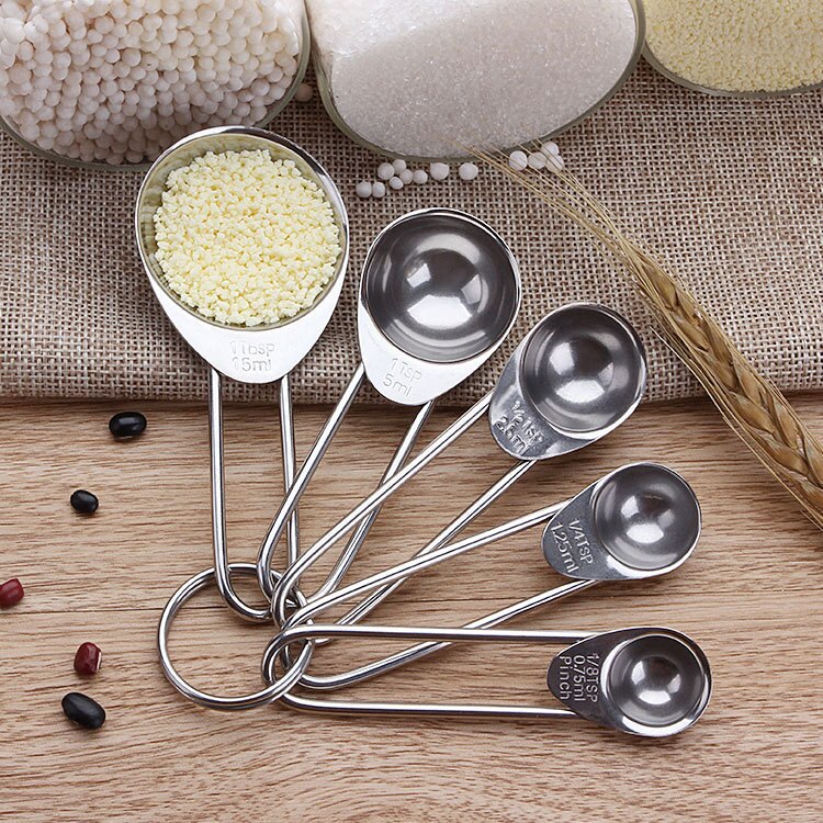 HMROVOOM Baking Tool Stainless Steel Measuring Spoon Set of 5 Baking Spoon Coffee Milk Powder Weighing Spoon Seasoning Spoon