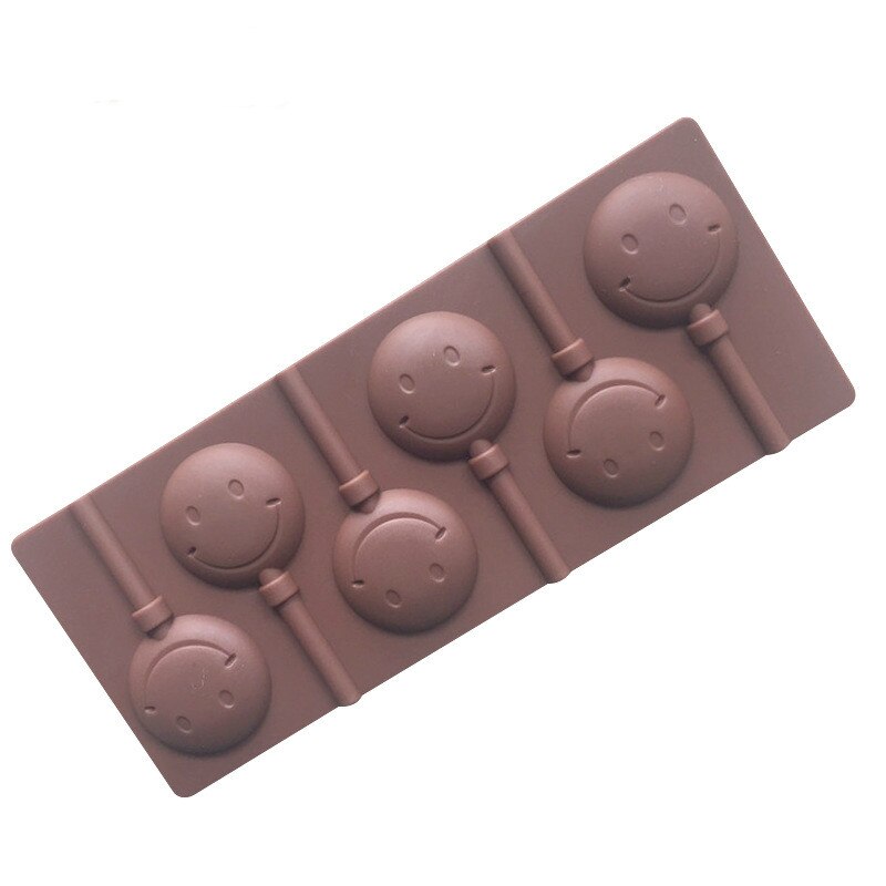 HMROVOOM Laughing Smiley face Silicon gel Lollipop environmental friendly chocolate mold with stick kitchen baking DIY tool