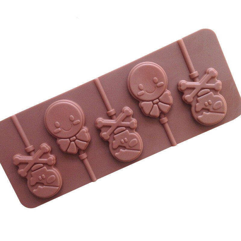 HMROVOOM Smiley face pirate skull-shaped environmental protection food silica gel Lollipop chocolate mold easy demolation