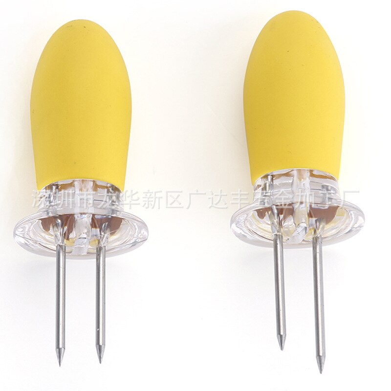 HMROVOOM Stainless Steel Kitchen small tool Corn fork BBQ Corn insert convenient Heat-resistant ABS handle Corn Needle