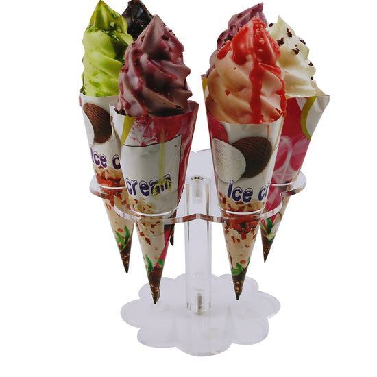 HMROVOOM 6 Holes acrylic ice cream stand,cone holder, ice cream rack holder