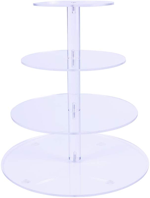 HMROVOOM Round Acrylic Cupcake Stand（4 Tier Round(4" between 2 layers)）