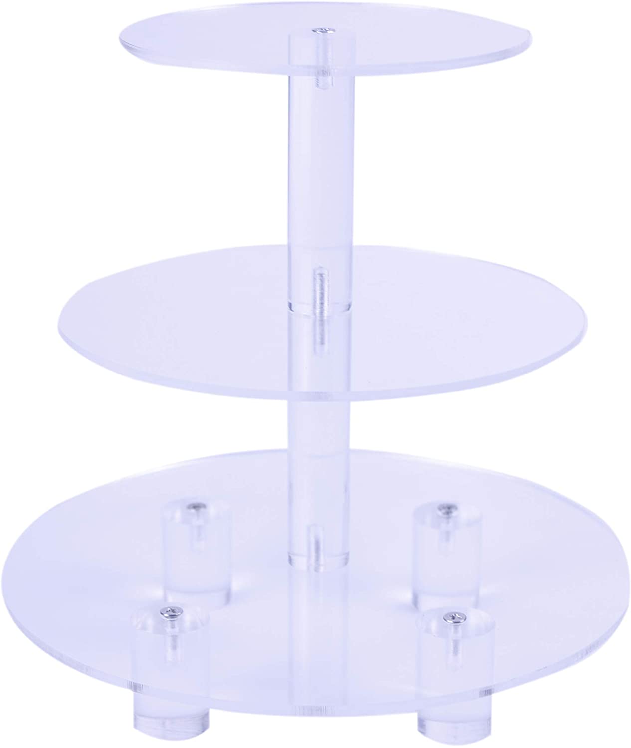 HMROVOOM Acrylic Cupcake Stand 3 Tier Round with base