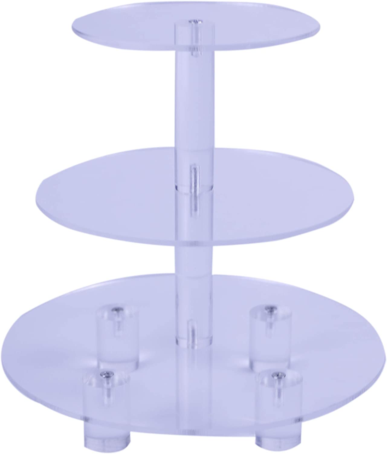 HMROVOOM Acrylic Cupcake Stand 3 Tier Round with base