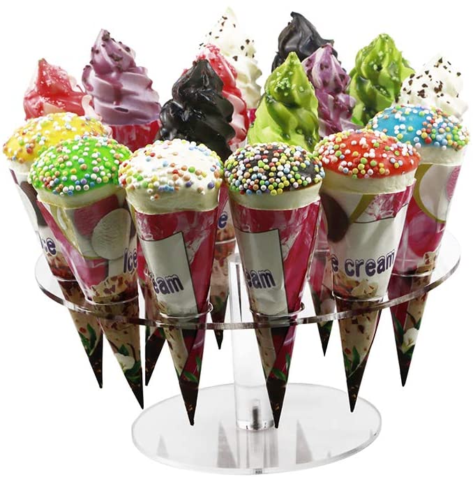 HMROVOOM 16 Holes Acrylic Ice Cream Stand Cone Holder,Ice Cream Cone Holder,Ice Cream Cone Holder Stand,Ice Cream Holder,Ice Cream Tray Holder