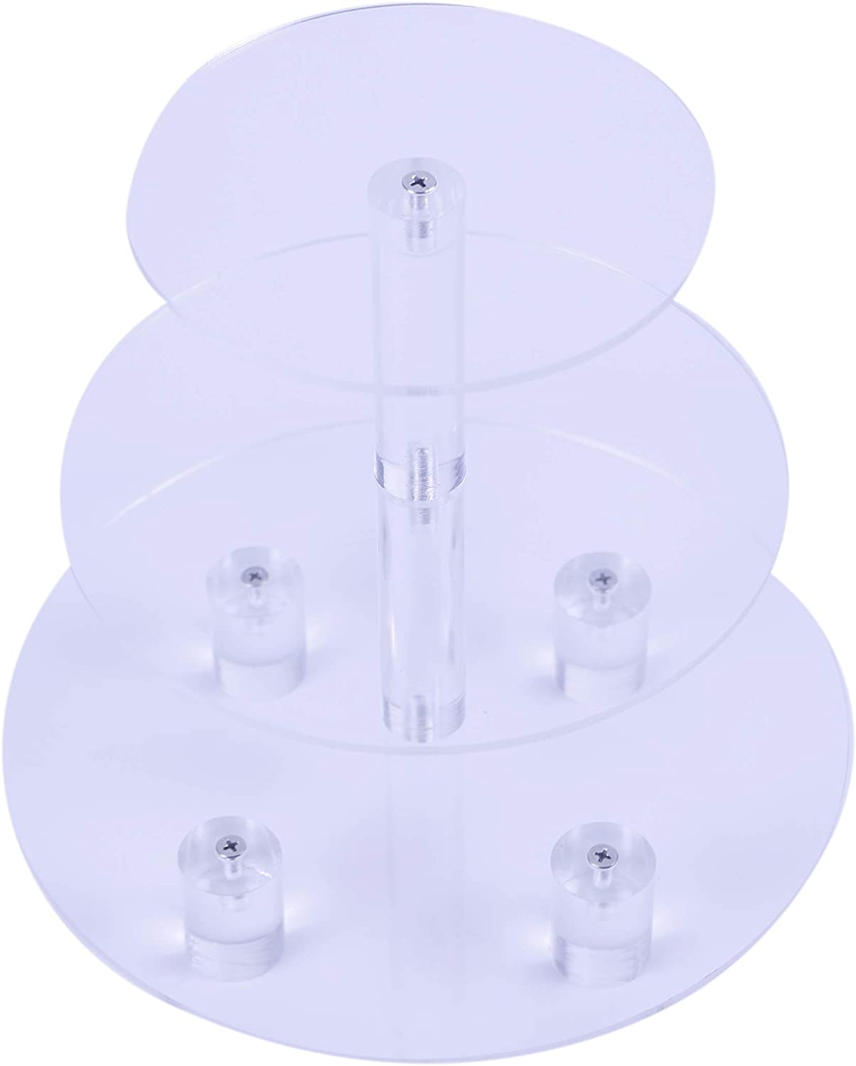 HMROVOOM Acrylic Cupcake Stand 3 Tier Round with base