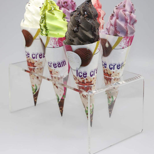 HMROVOOM 6 Holes Acrylic Ice Cream Cone Holder Stand , Ice Cream Cone Display Stand Holder