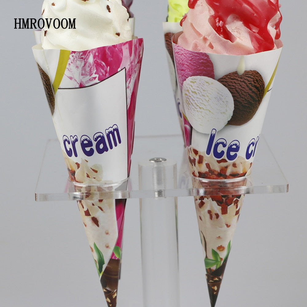 HMROVOOM transpareent 4 Holder Acrylic Ice Cream Cone stand/ Acrylic ice cream stand