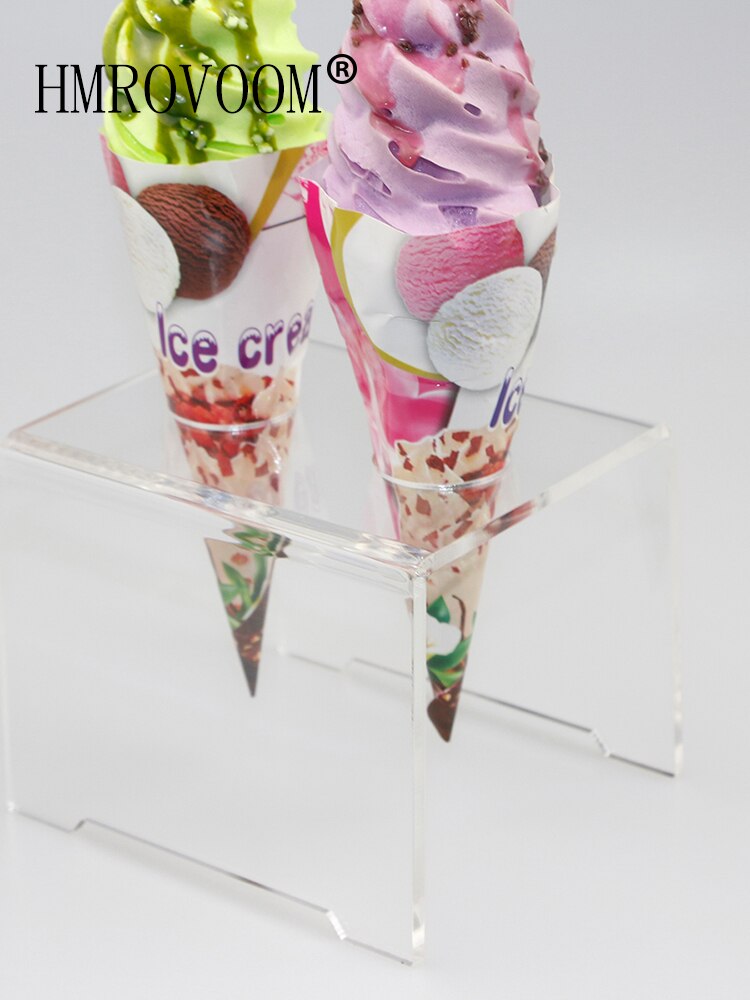 HMROVOOM transparent 2 Holes Acrylic Ice Cream Cone Holder Stand/ Acrylic ice cream stand