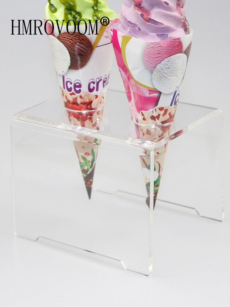 HMROVOOM transparent 2 Holes Acrylic Ice Cream Cone Holder Stand/ Acrylic ice cream stand