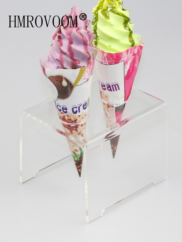 HMROVOOM transparent 2 Holes Acrylic Ice Cream Cone Holder Stand/ Acrylic ice cream stand