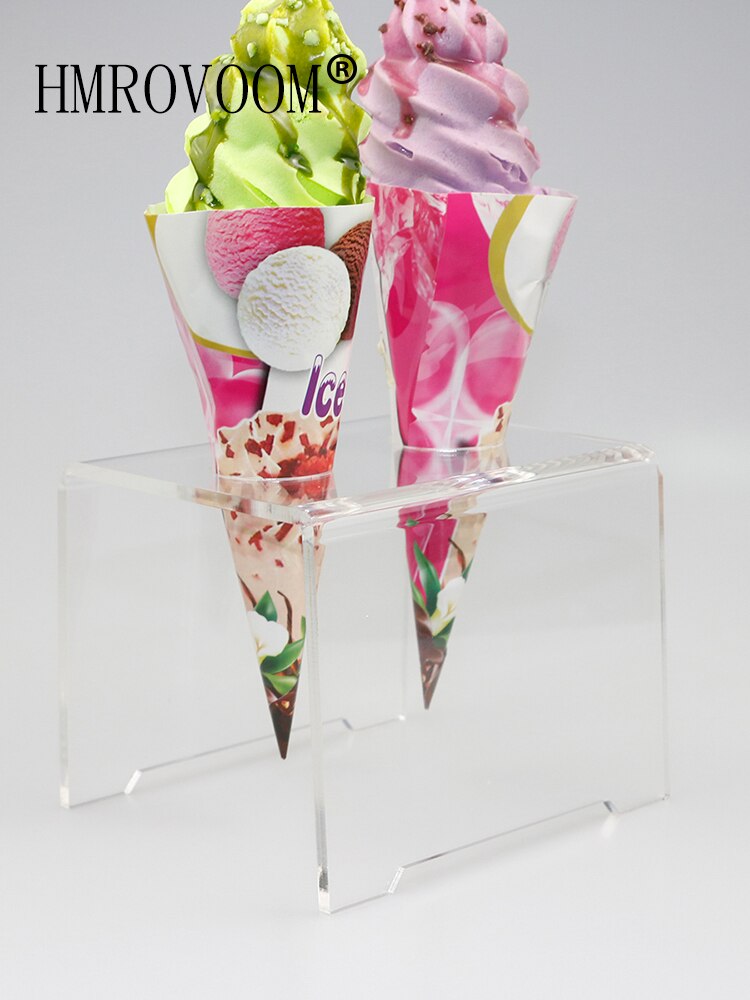 HMROVOOM transparent 2 Holes Acrylic Ice Cream Cone Holder Stand/ Acrylic ice cream stand