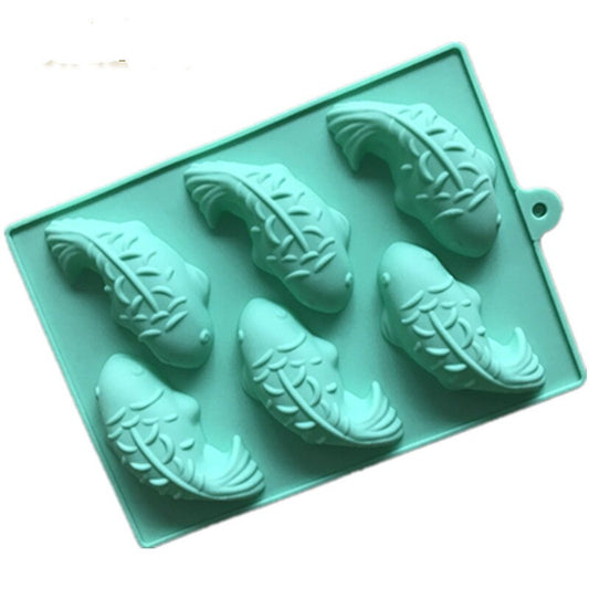 HMROVOOM  6 Lian carp silicone mold silicone cake mold quick to eat ice mold