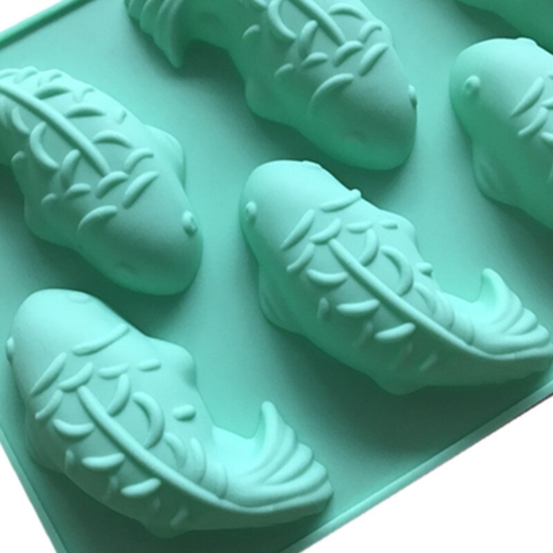 HMROVOOM  6 Lian carp silicone mold silicone cake mold quick to eat ice mold