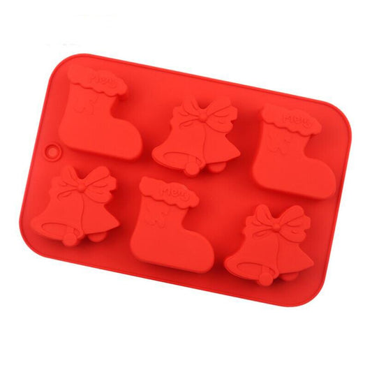 HMROVOOM 6 even Christmas socks silicone cake mold silicone chocolate mould scented soap mould