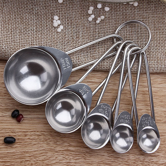 HMROVOOM Baking Tool Stainless Steel Measuring Spoon Set of 5 Baking Spoon Coffee Milk Powder Weighing Spoon Seasoning Spoon