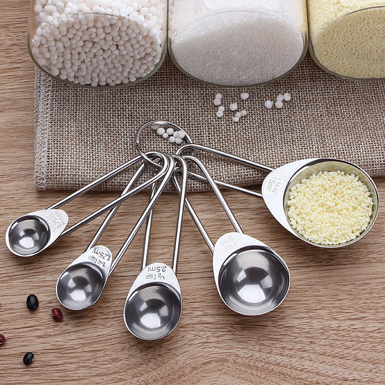 HMROVOOM Baking Tool Stainless Steel Measuring Spoon Set of 5 Baking Spoon Coffee Milk Powder Weighing Spoon Seasoning Spoon