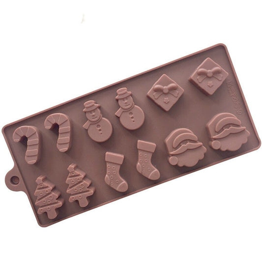 HMROVOOM Christmas series silicone plastic mold Santa Claus head socks tree holiday baking 12 companies