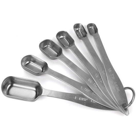 HMROVOOM Stainless steel measuring spoon set of six baking tools with scale measuring square seasoning spoon