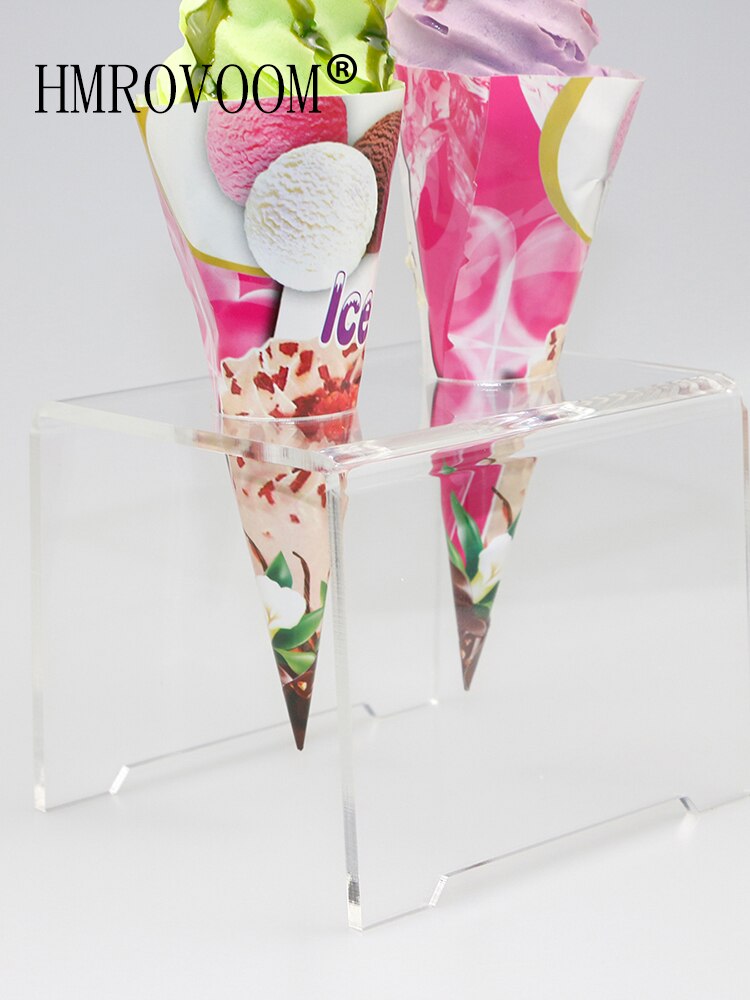 HMROVOOM transparent 2 Holes Acrylic Ice Cream Cone Holder Stand/ Acrylic ice cream stand